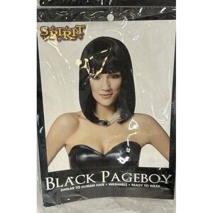 Spirit Halloween Black Pageboy Wig for Costume Cosplay Gently Used